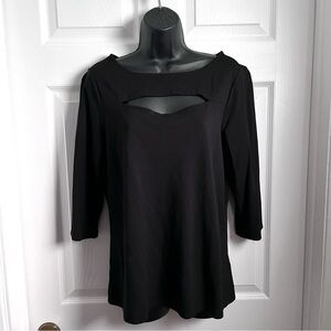 Willow & Thread Top shirt Black open front cutout Women cocktail